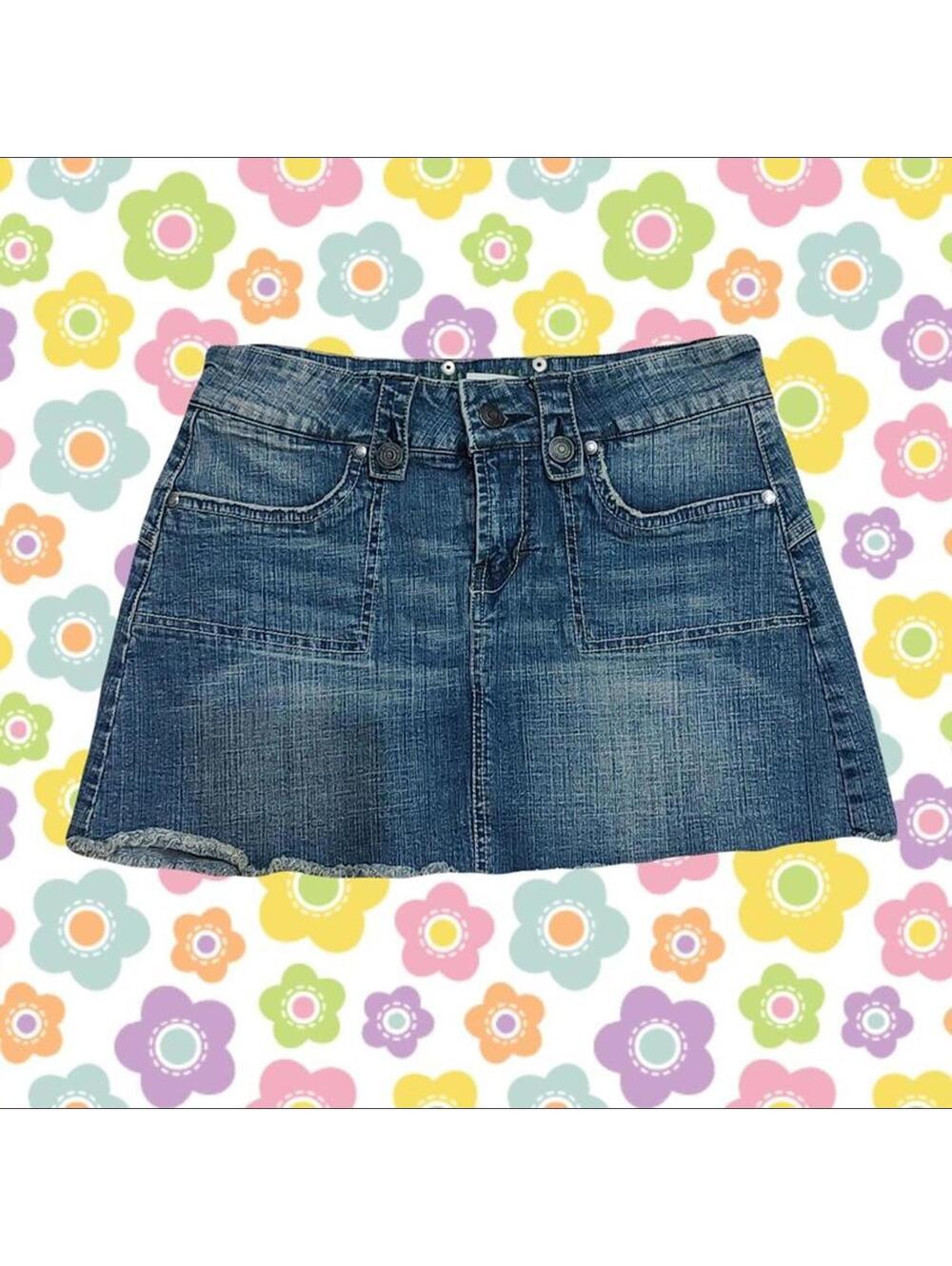 2000s Hydraulic blue jean short skirt